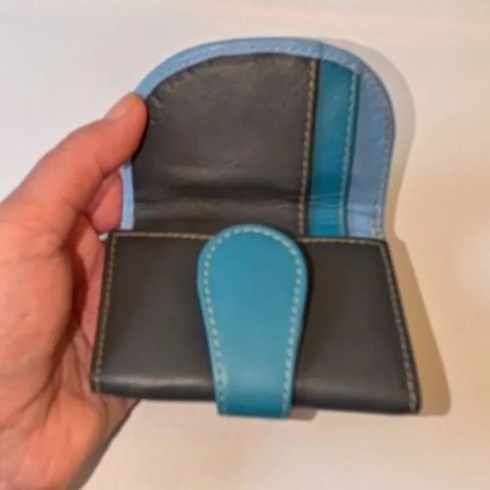 Blue Mini Wallet - Genuine Leather - Made in Italy - Picture 7 of 8
